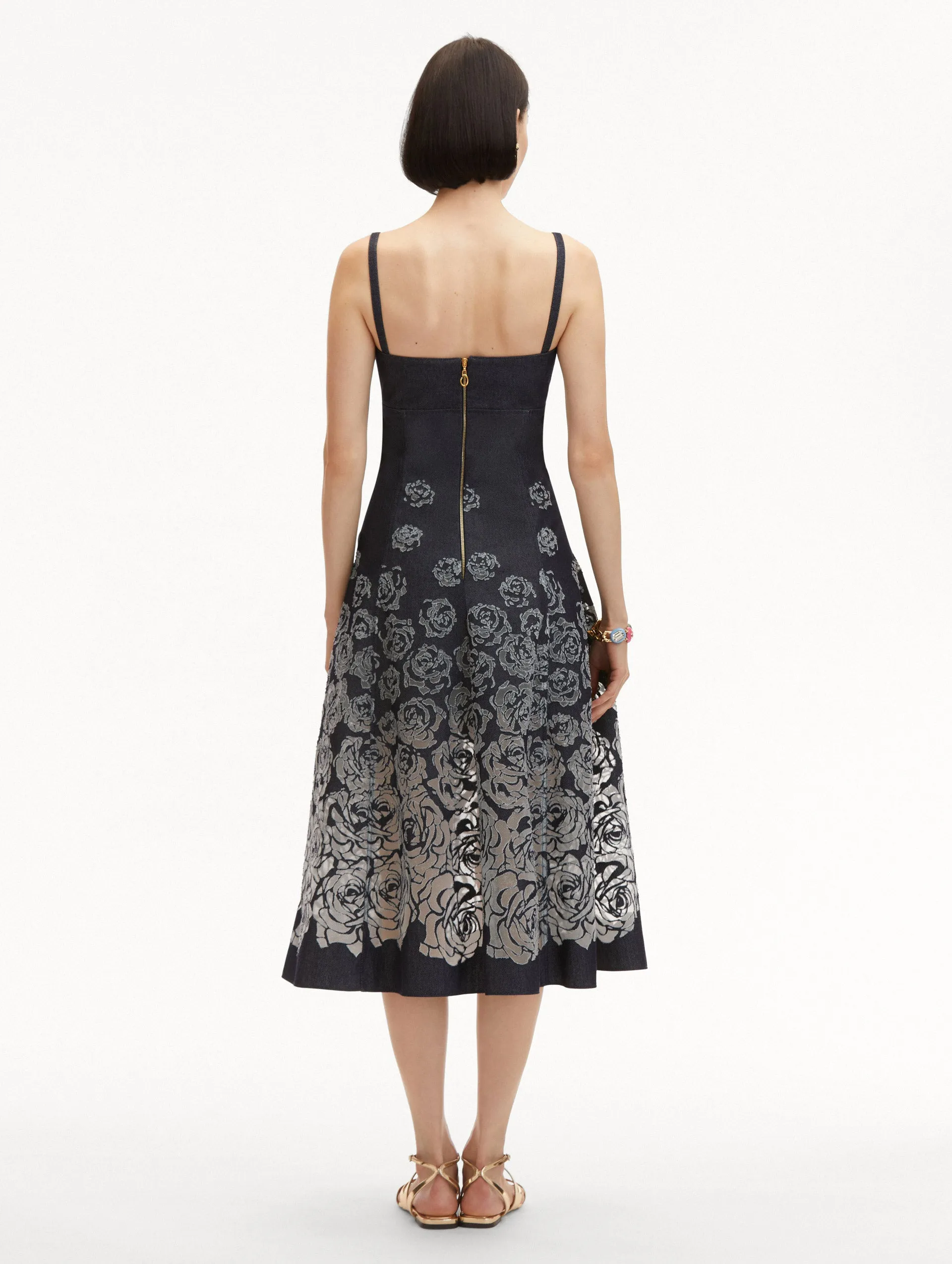 Rose Devoré Denim Sleeveless Dress