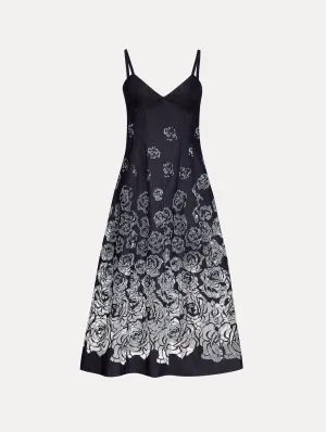 Rose Devoré Denim Sleeveless Dress