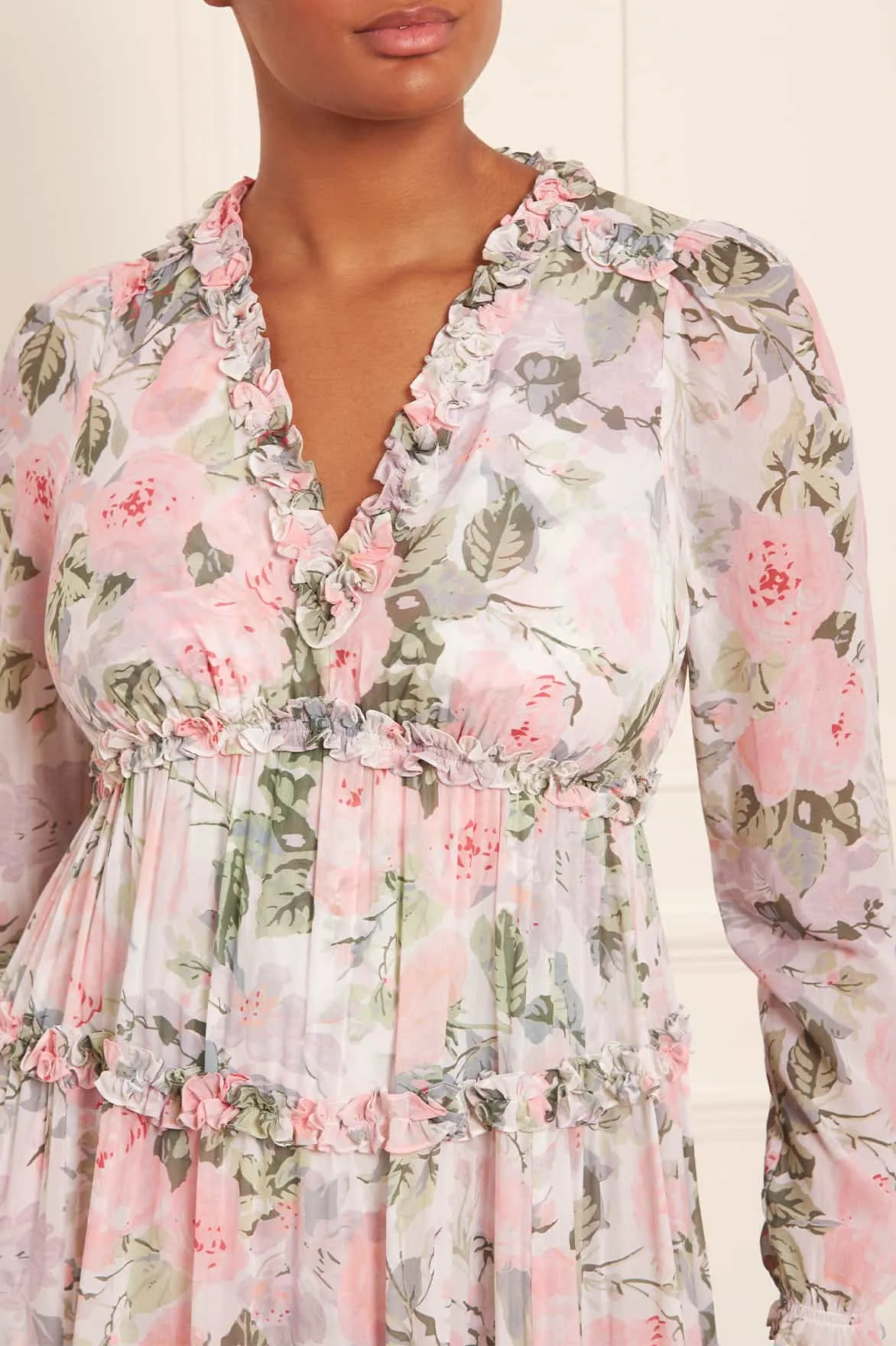 Rose Powder Chiffon Ankle Gown