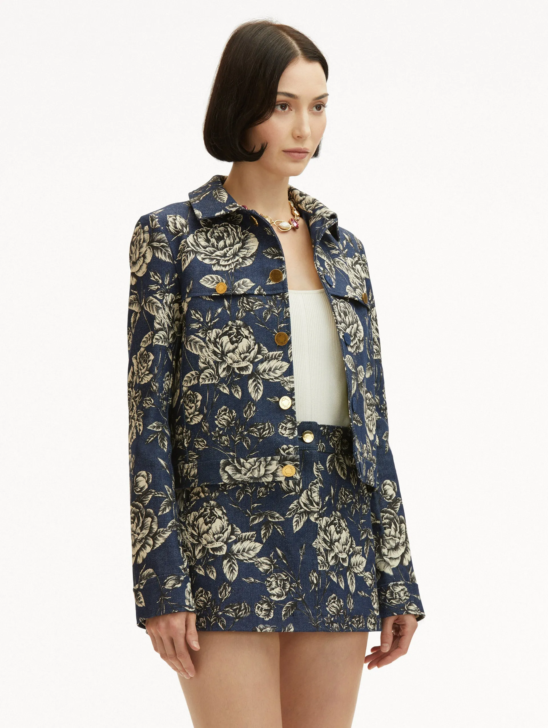 Rose Printed Denim Jacket