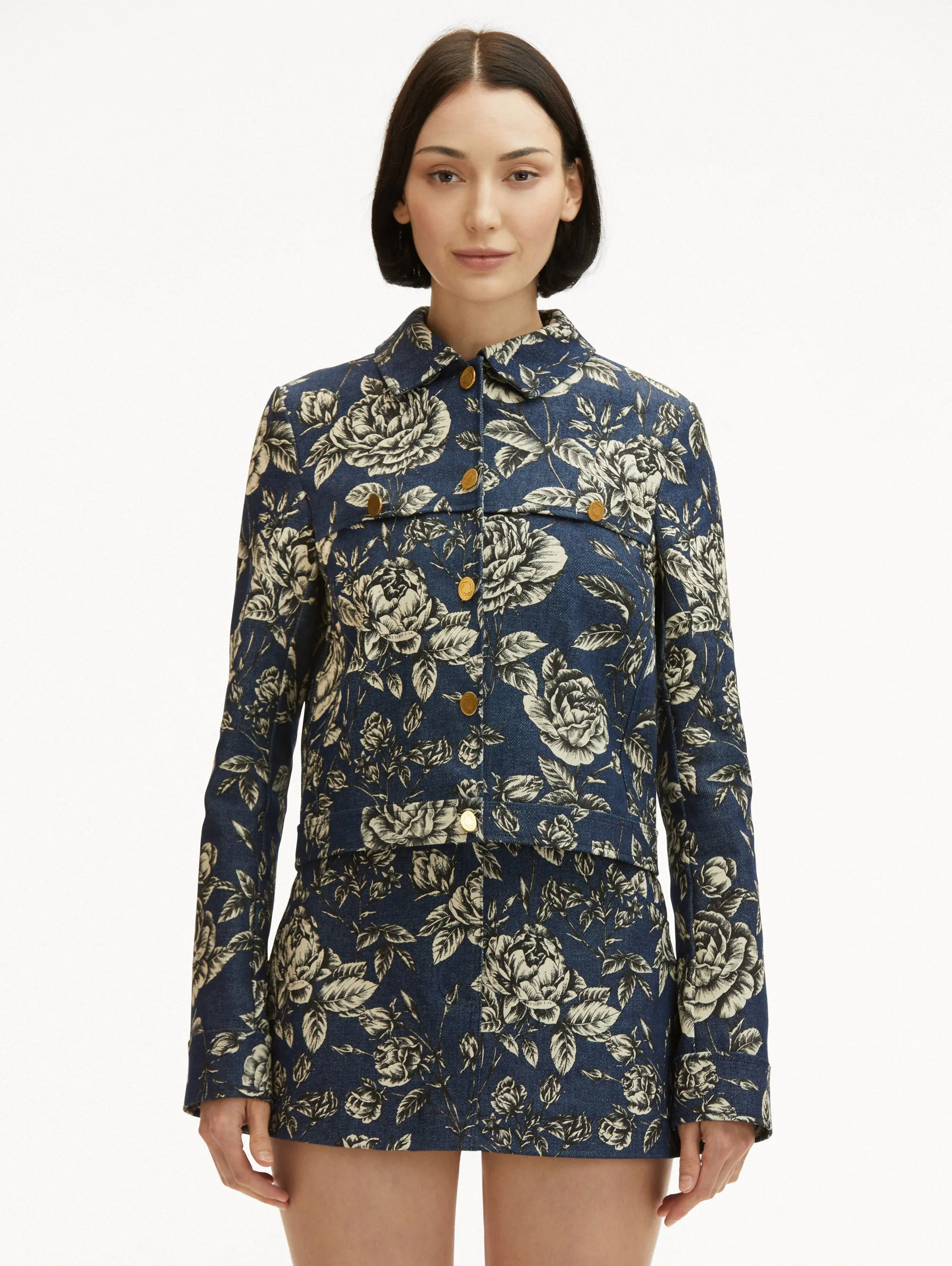 Rose Printed Denim Jacket