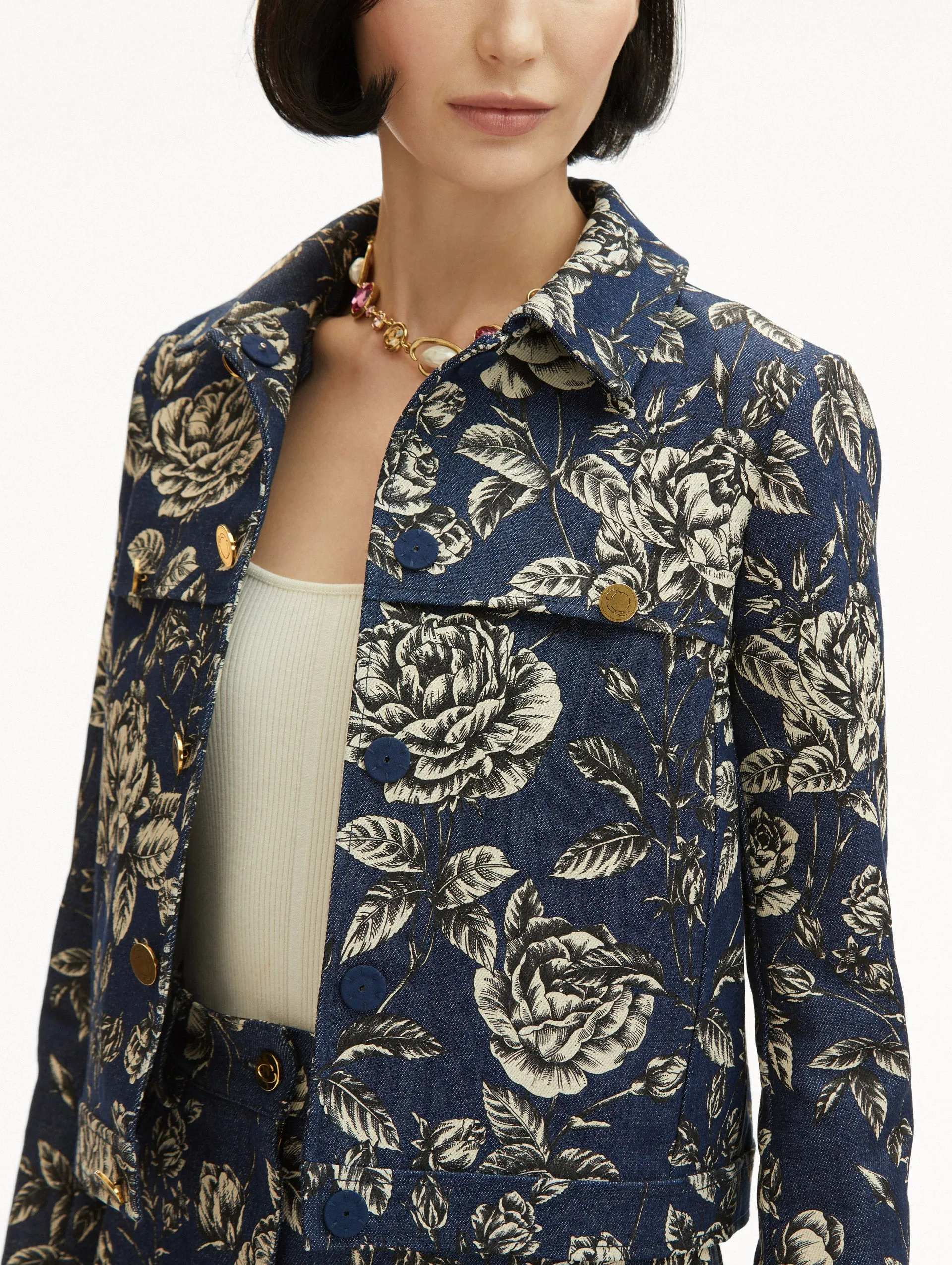 Rose Printed Denim Jacket