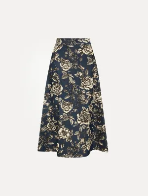 Rose Printed Denim Skirt