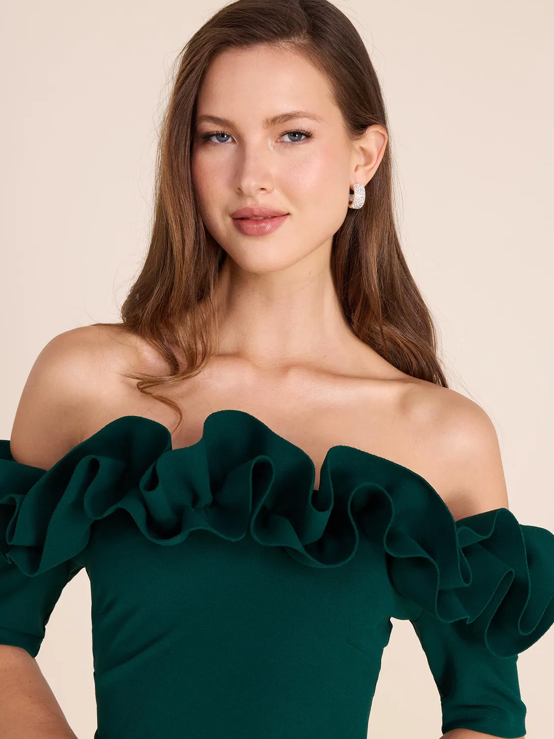 Rosette Off-The-Shoulder Sheath Dress