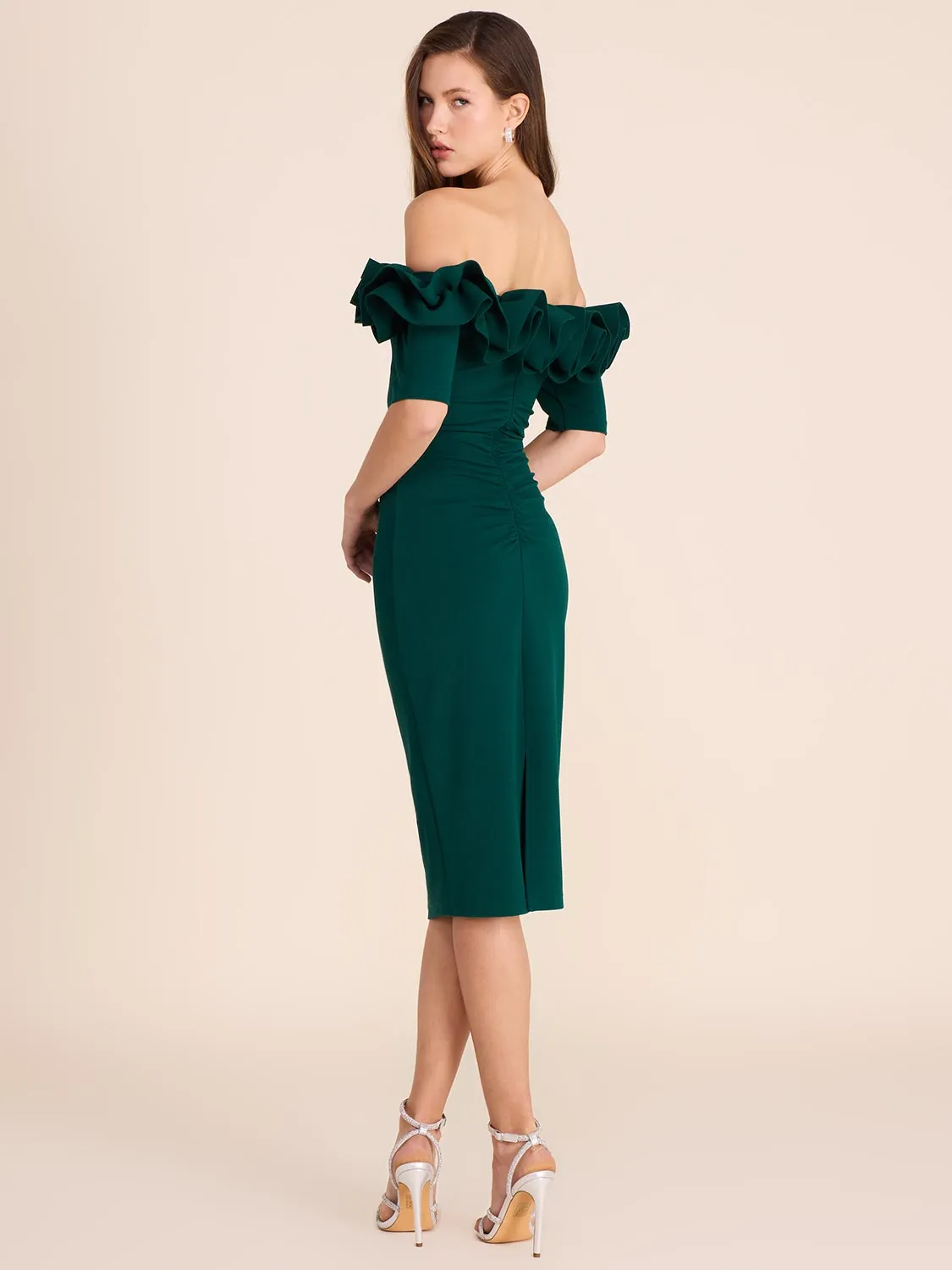Rosette Off-The-Shoulder Sheath Dress
