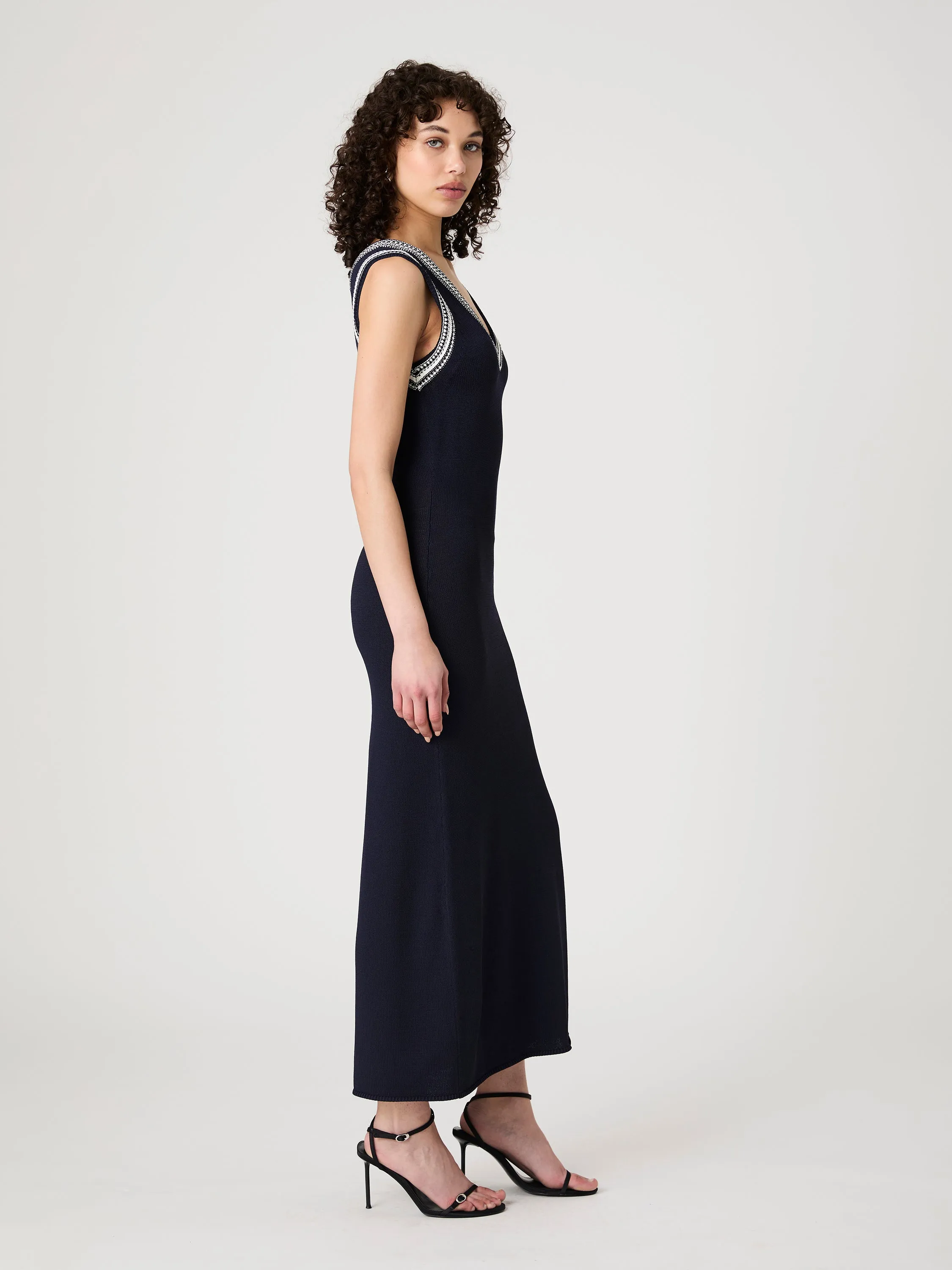 Sage Knit V-Neck Midi Dress