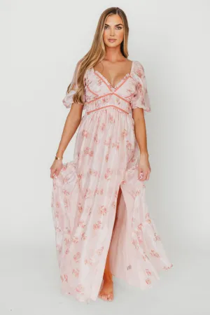 Sarah Maxi Dress in Pink Floral