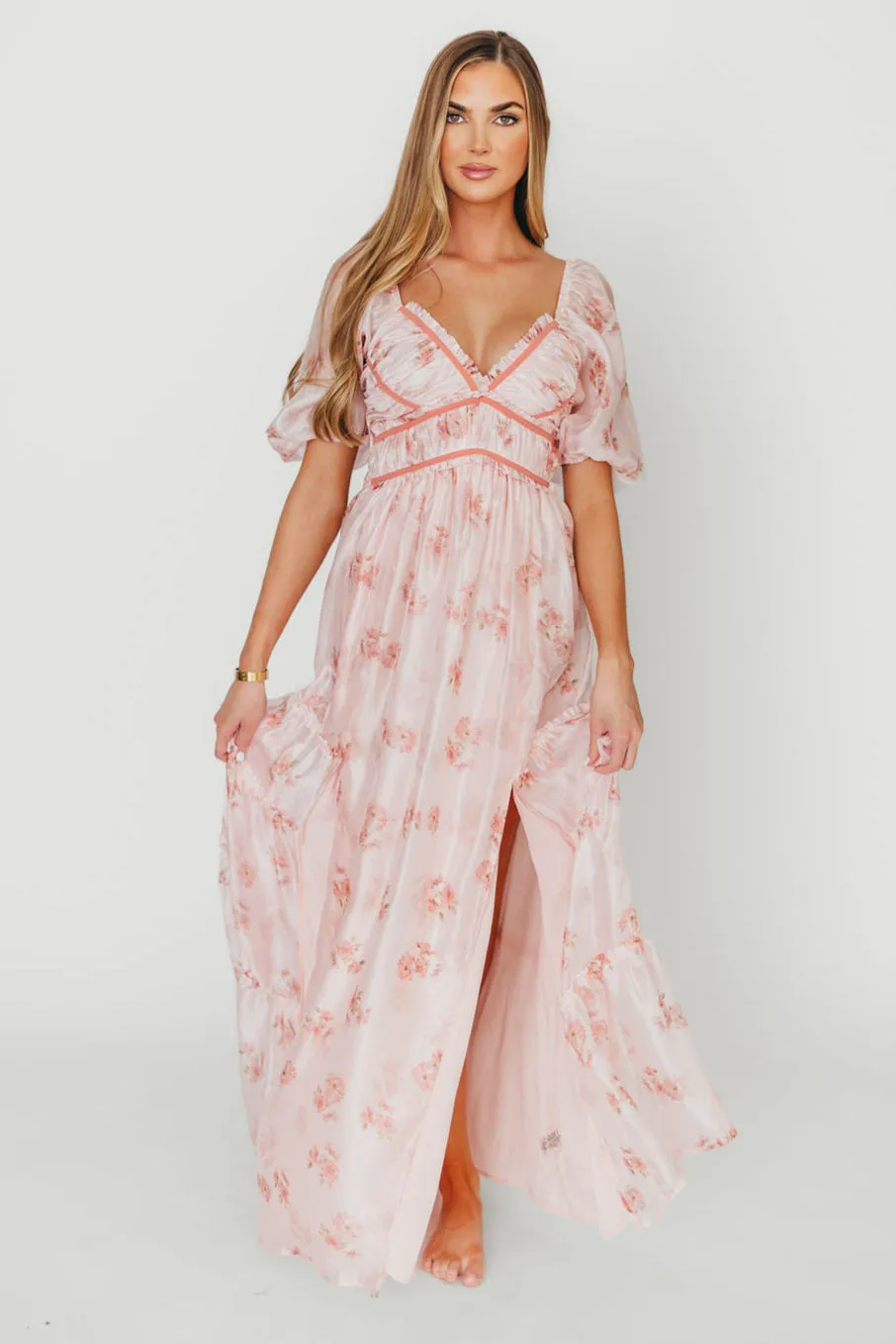 Sarah Maxi Dress in Pink Floral