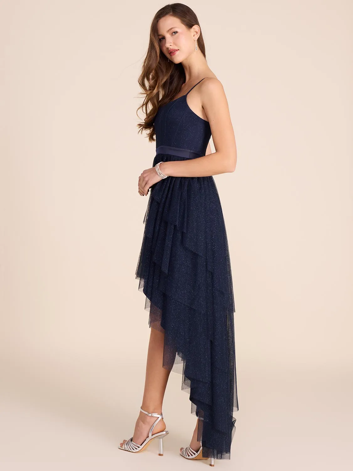Satin Bustier High-Low Dress