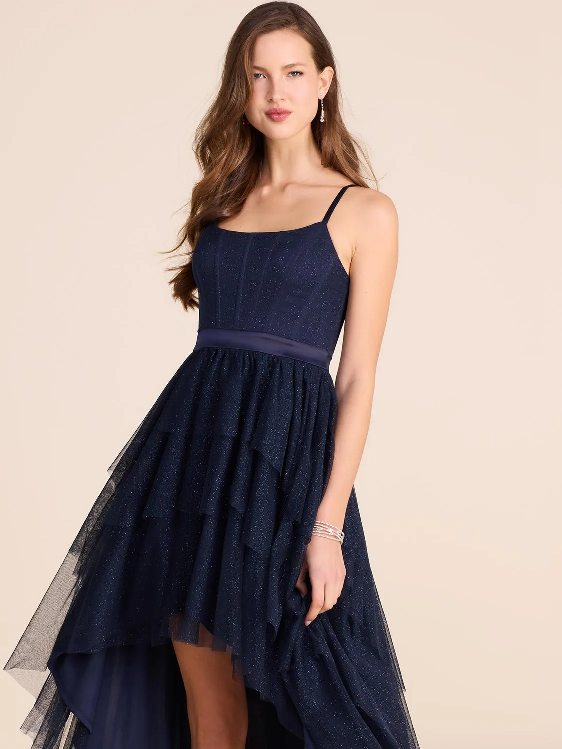 Satin Bustier High-Low Dress