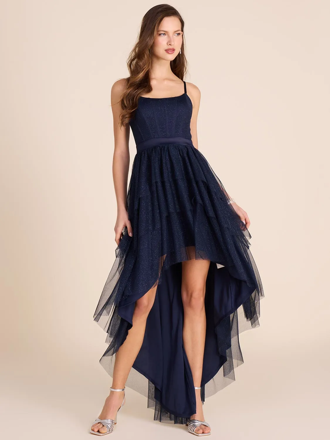 Satin Bustier High-Low Dress