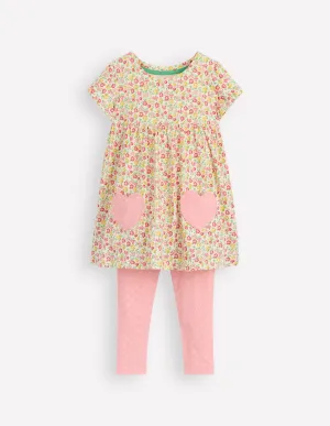Short-sleeved print tunic set-Multi Summer Flowerbed