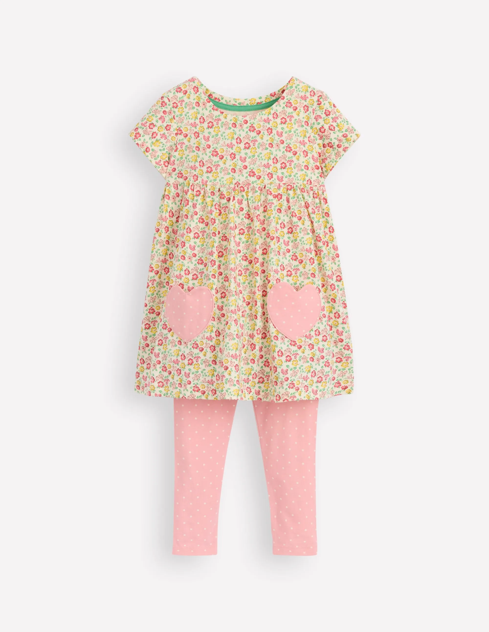 Short-sleeved print tunic set-Multi Summer Flowerbed
