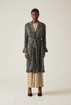 Snake Beige-Black Wrap Dress