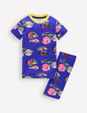 Snug Short John Glow Pyjamas-Blue Heron Fish