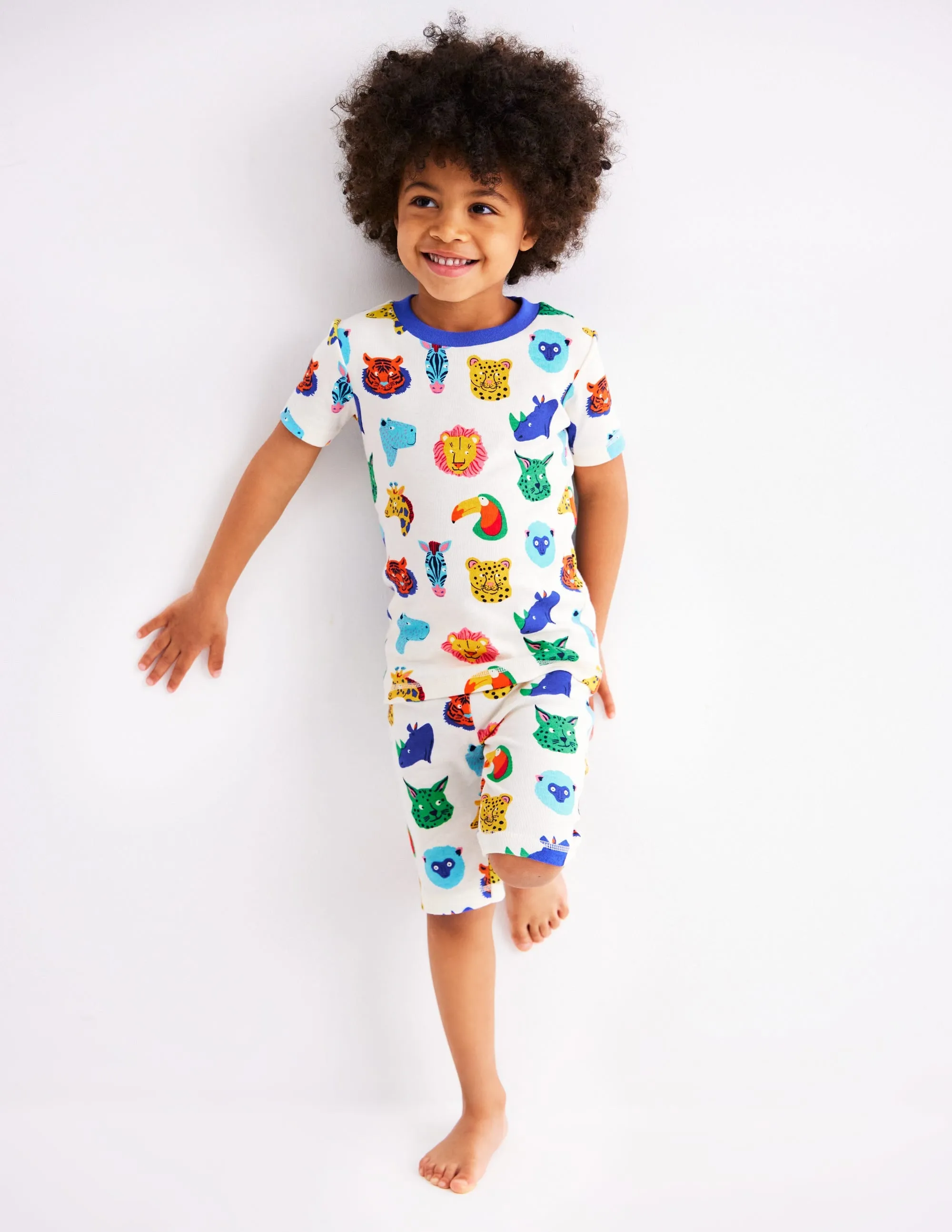 Snug Short John Glow Pyjamas-Multi Animal Faces