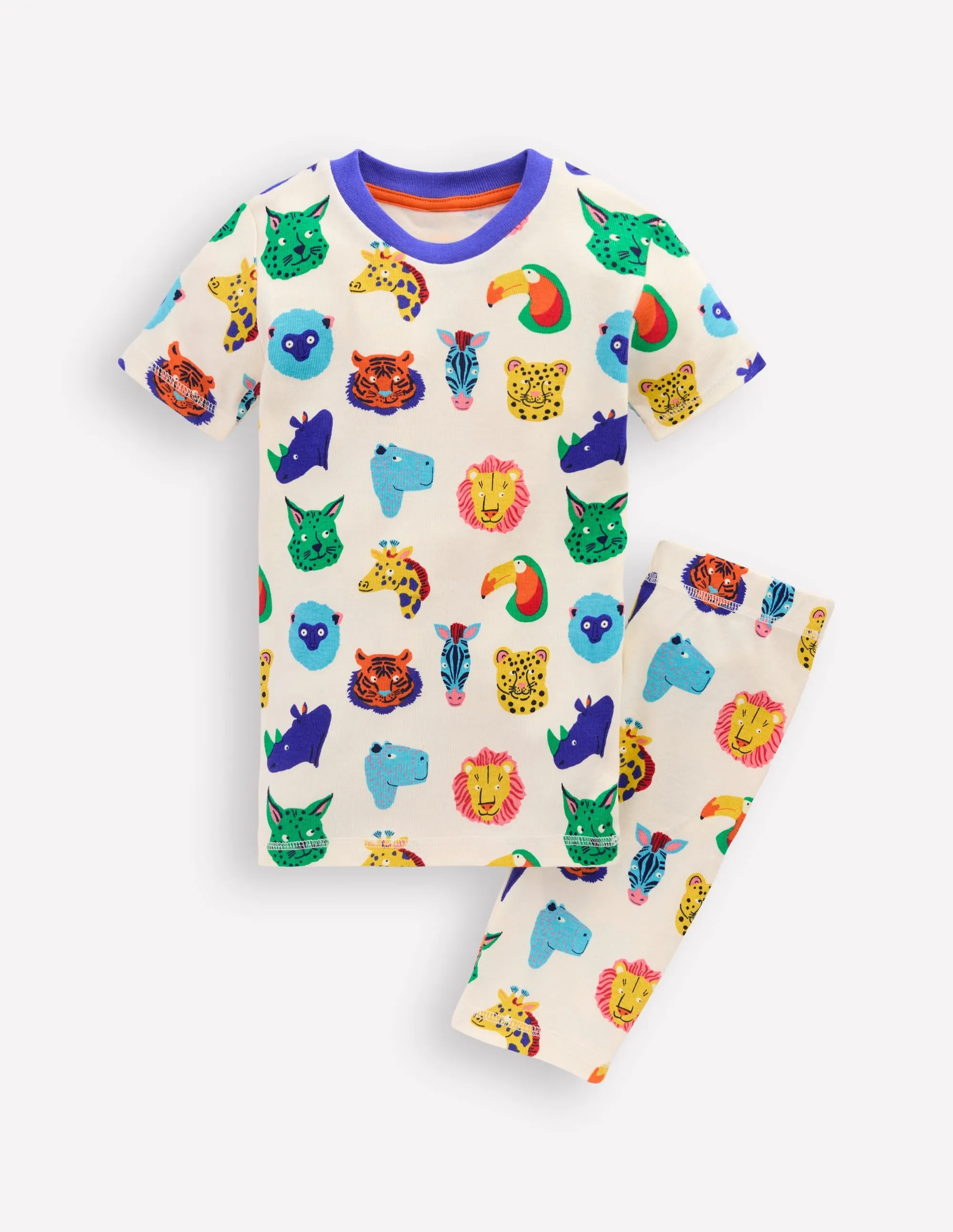 Snug Short John Glow Pyjamas-Multi Animal Faces