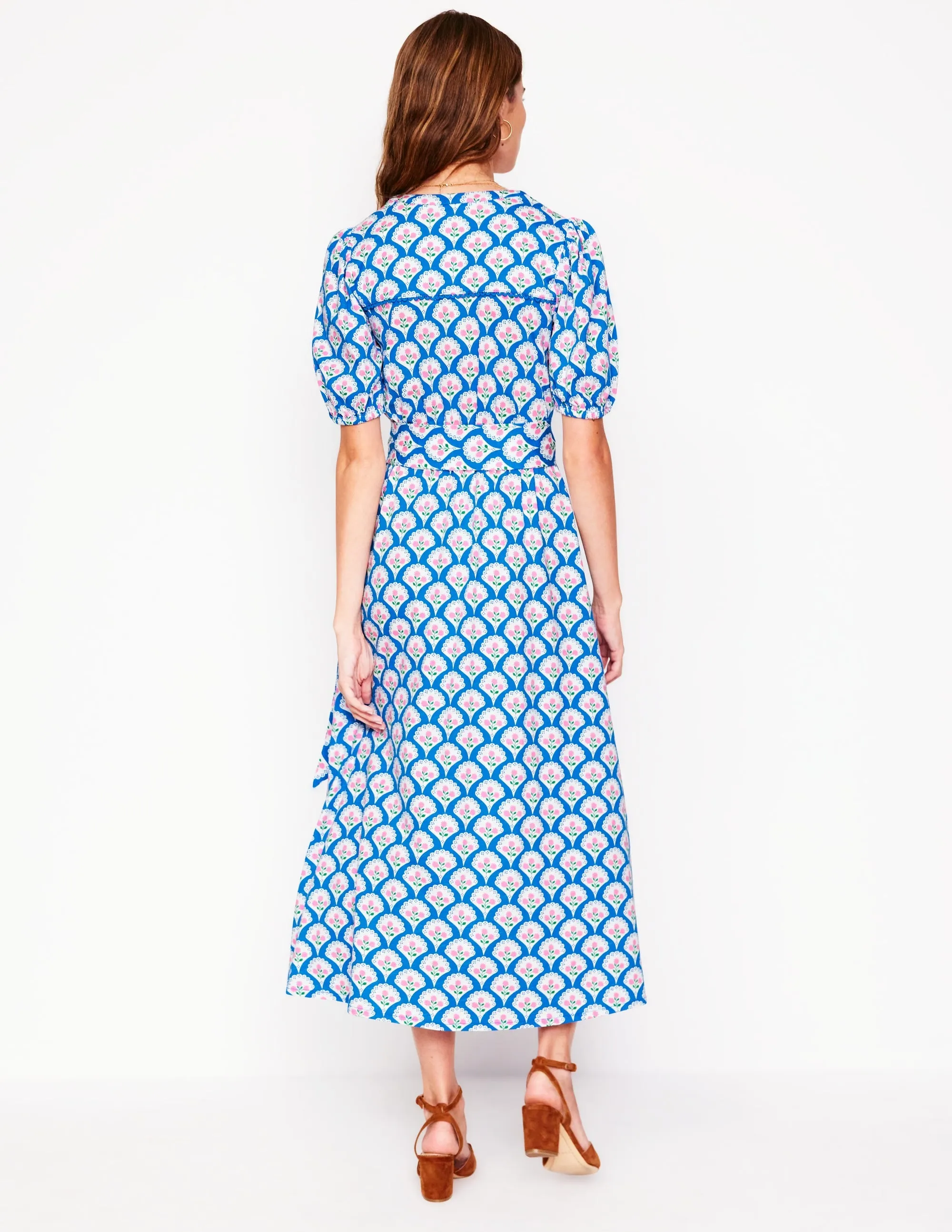 Sofia Trim Jersey Midi Dress-Bright Blue. Blossom Terrace