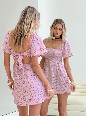 Summer Nights Mini Dress Pink Floral