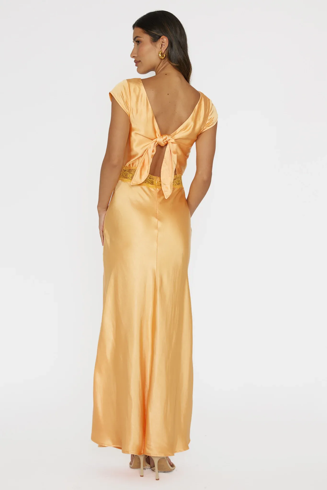Taken Heart Lace Trim Tied Back Dress Mango