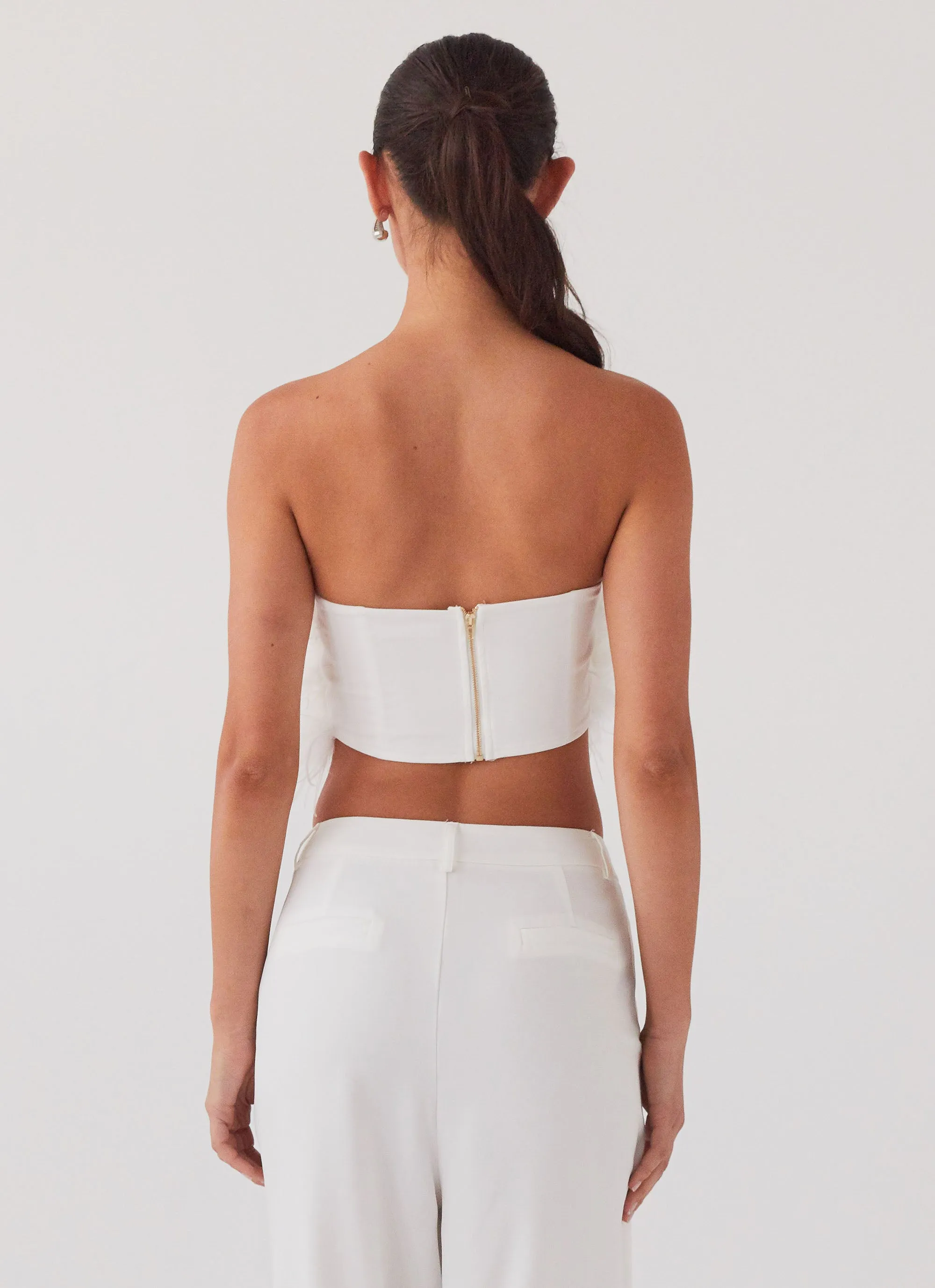 The Night Is Ours Feather Crop Top - White