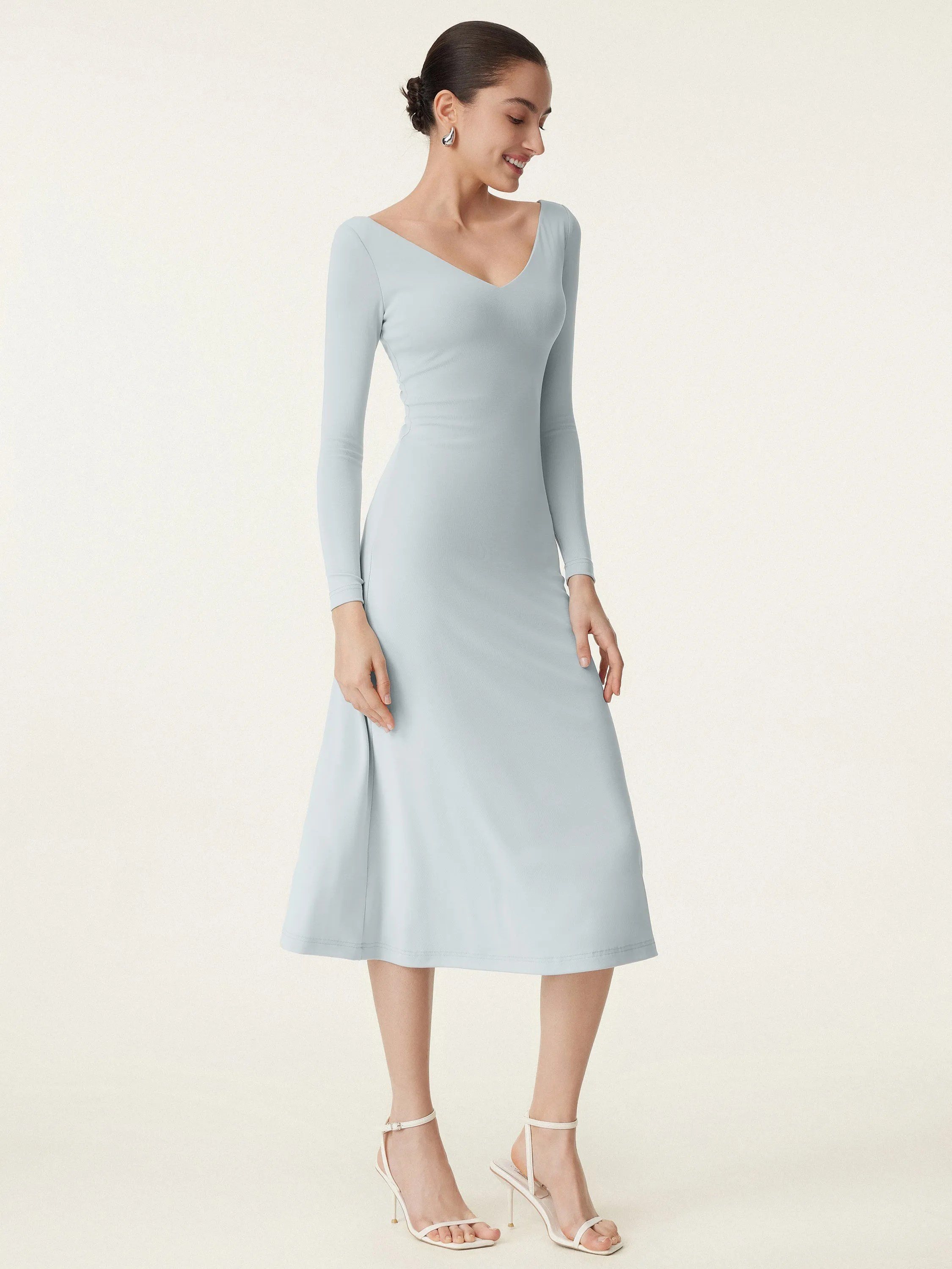 V-neck Long Sleeves Midi New Airy Brami Dress