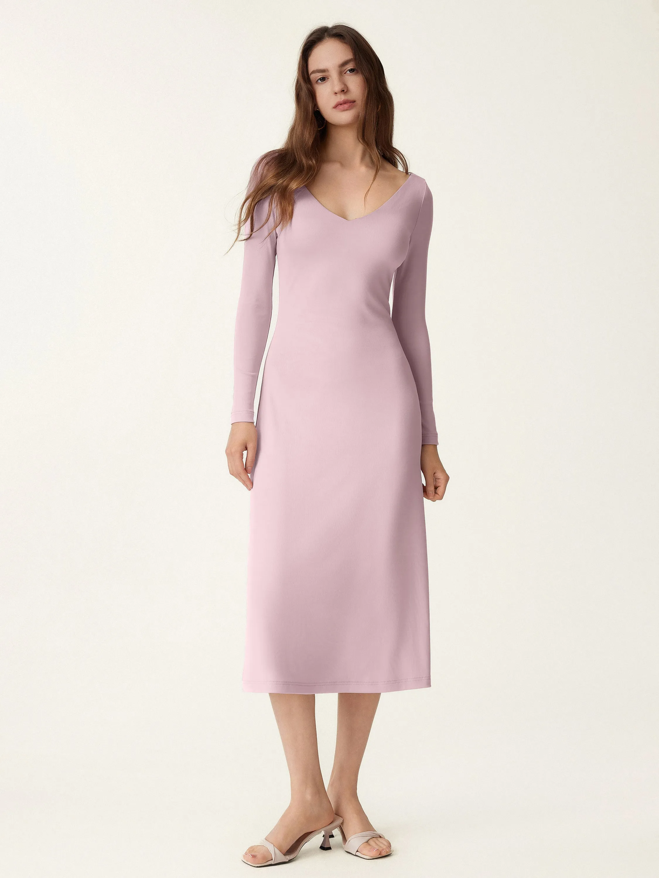 V-neck Long Sleeves Midi New Airy Brami Dress