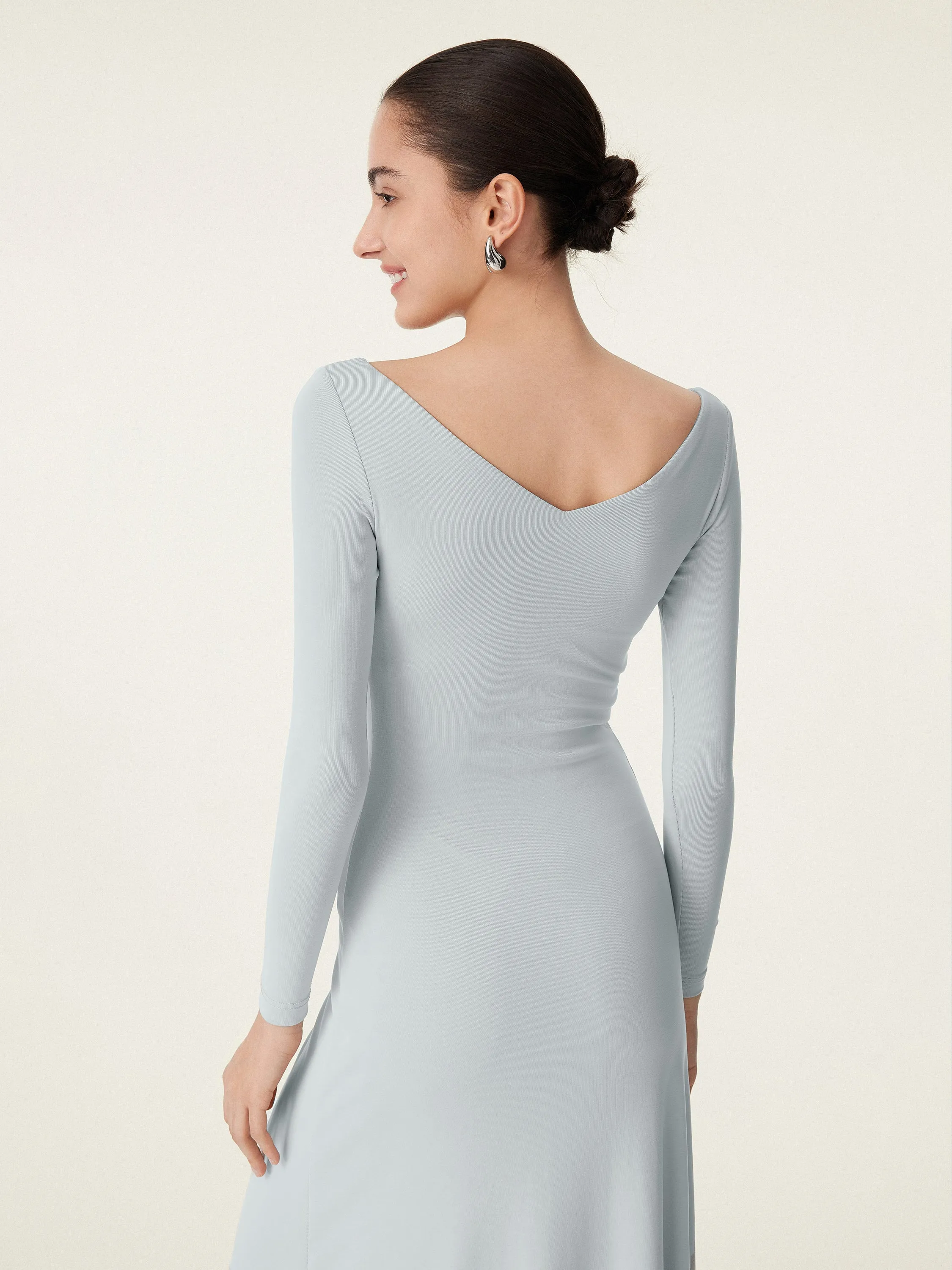 V-neck Long Sleeves Midi New Airy Brami Dress