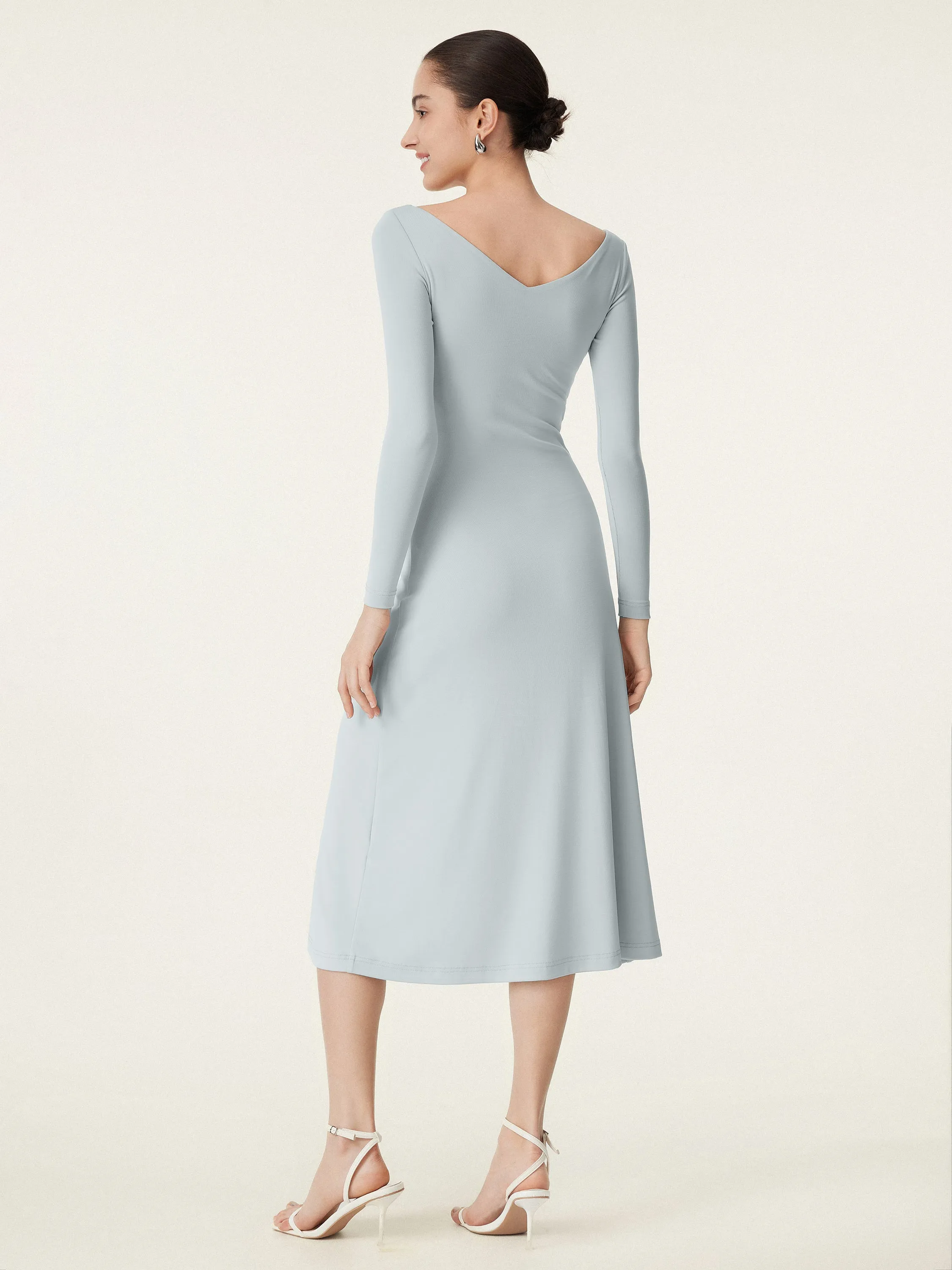 V-neck Long Sleeves Midi New Airy Brami Dress