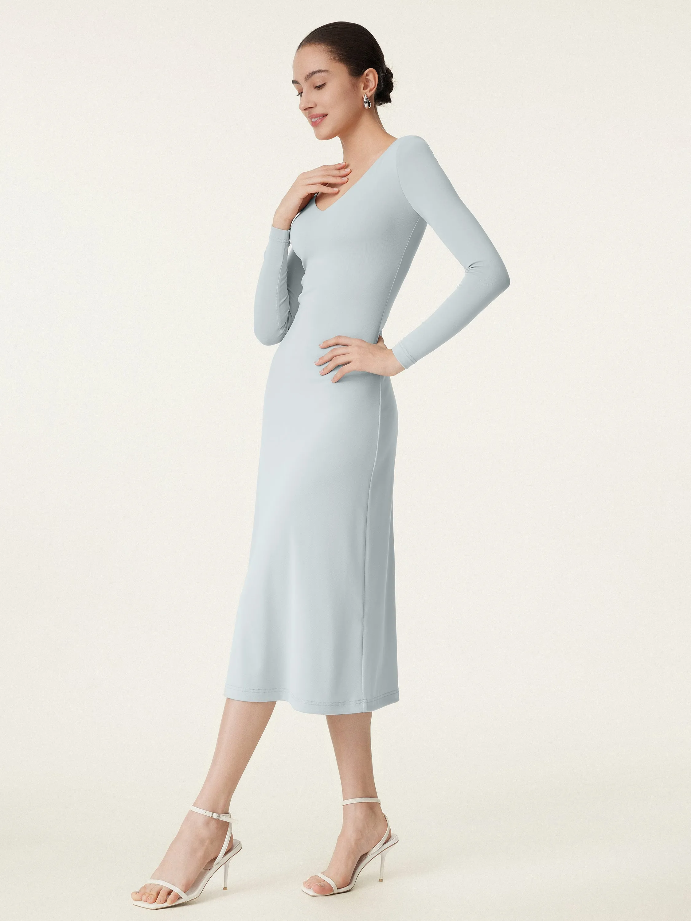 V-neck Long Sleeves Midi New Airy Brami Dress