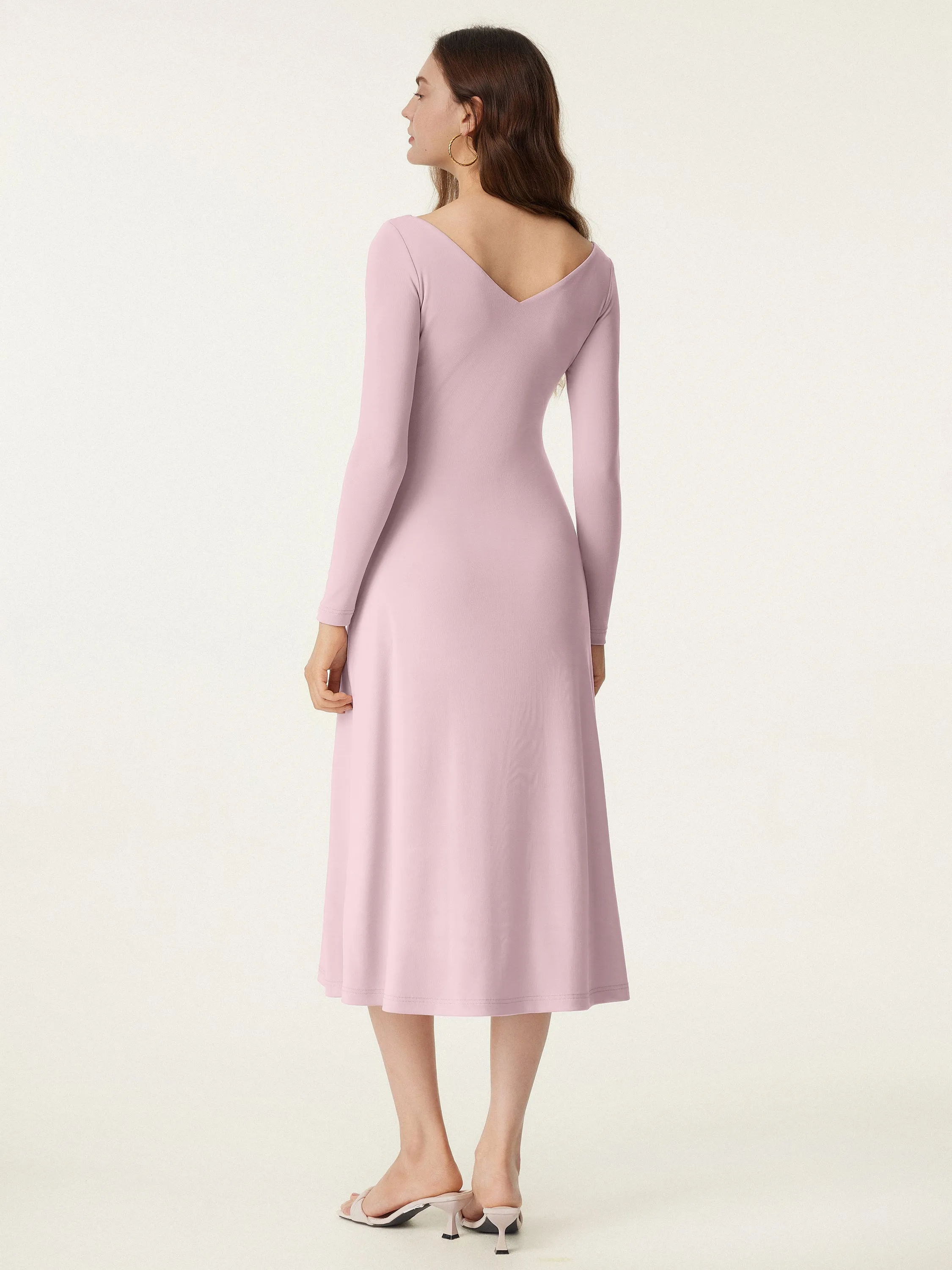 V-neck Long Sleeves Midi New Airy Brami Dress
