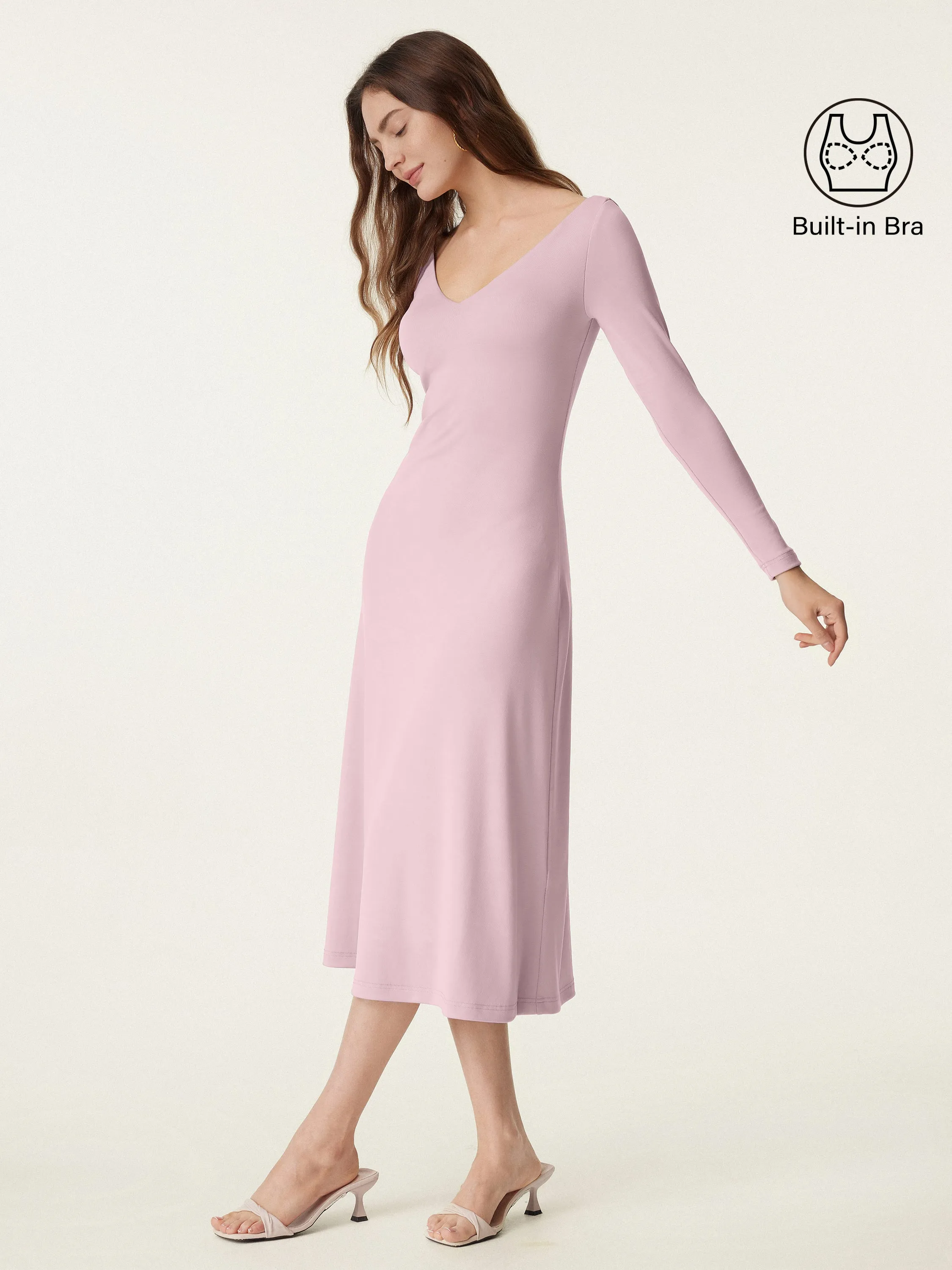 V-neck Long Sleeves Midi New Airy Brami Dress