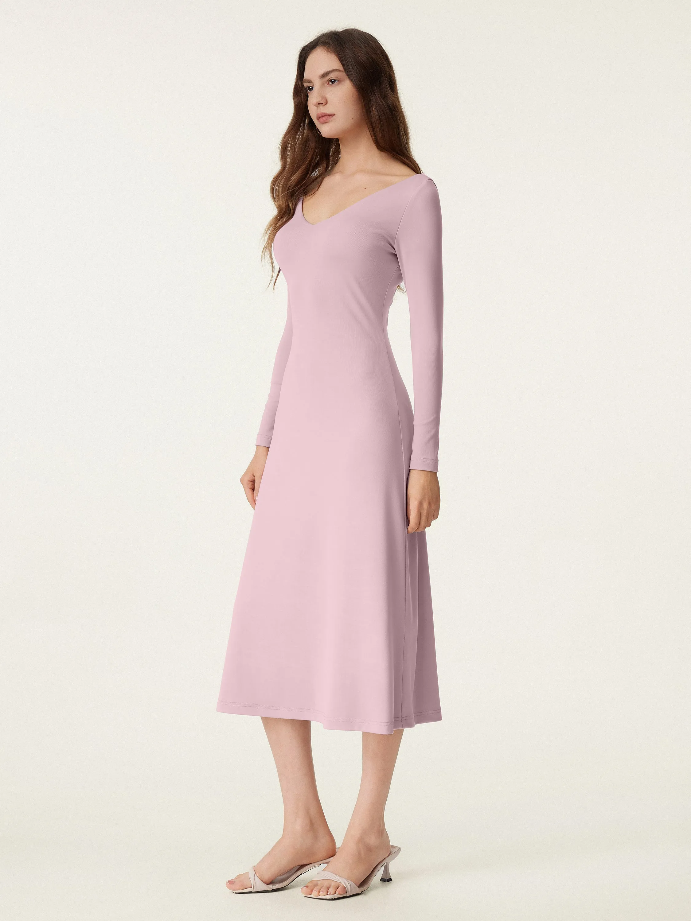 V-neck Long Sleeves Midi New Airy Brami Dress