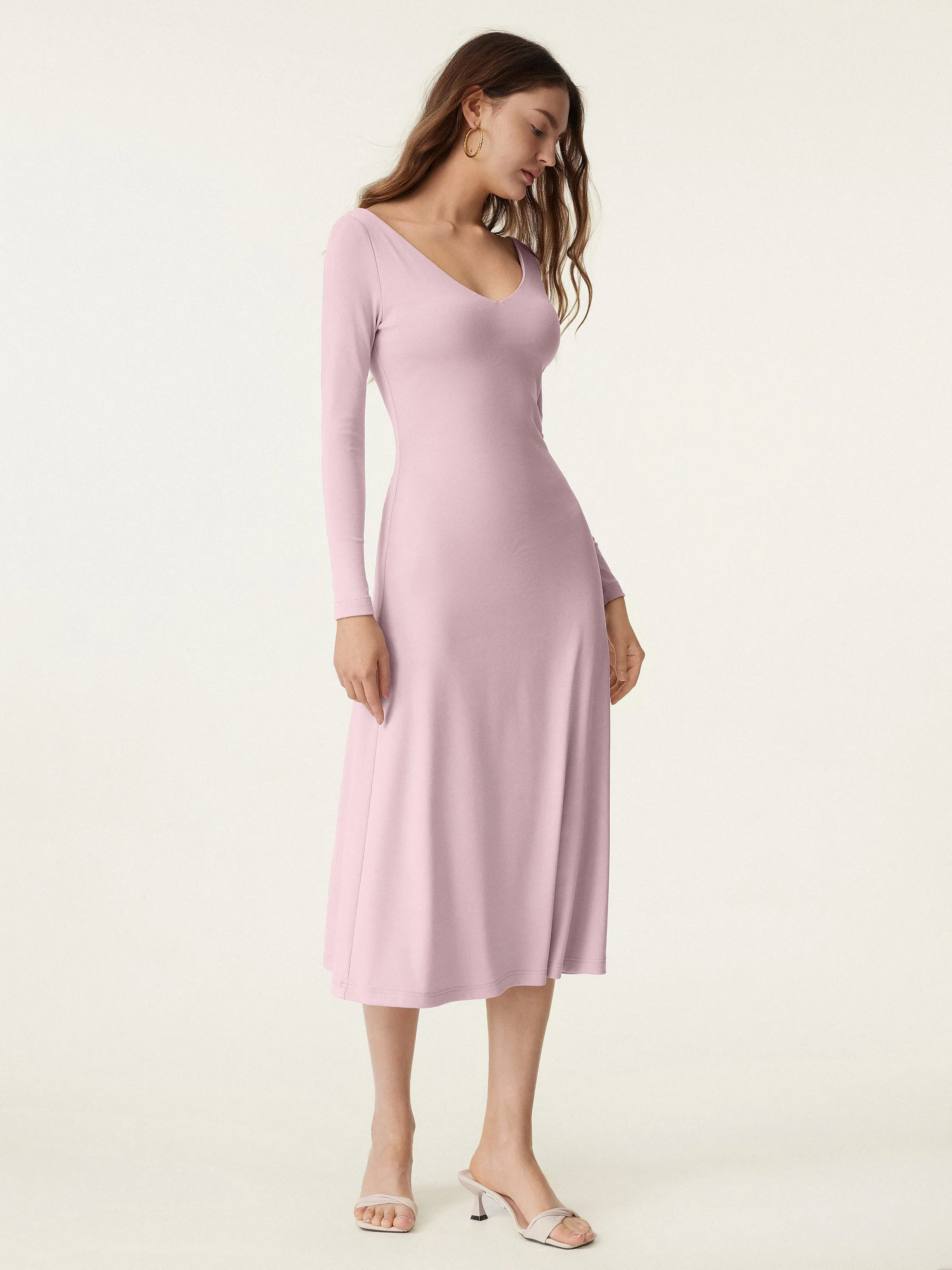 V-neck Long Sleeves Midi New Airy Brami Dress