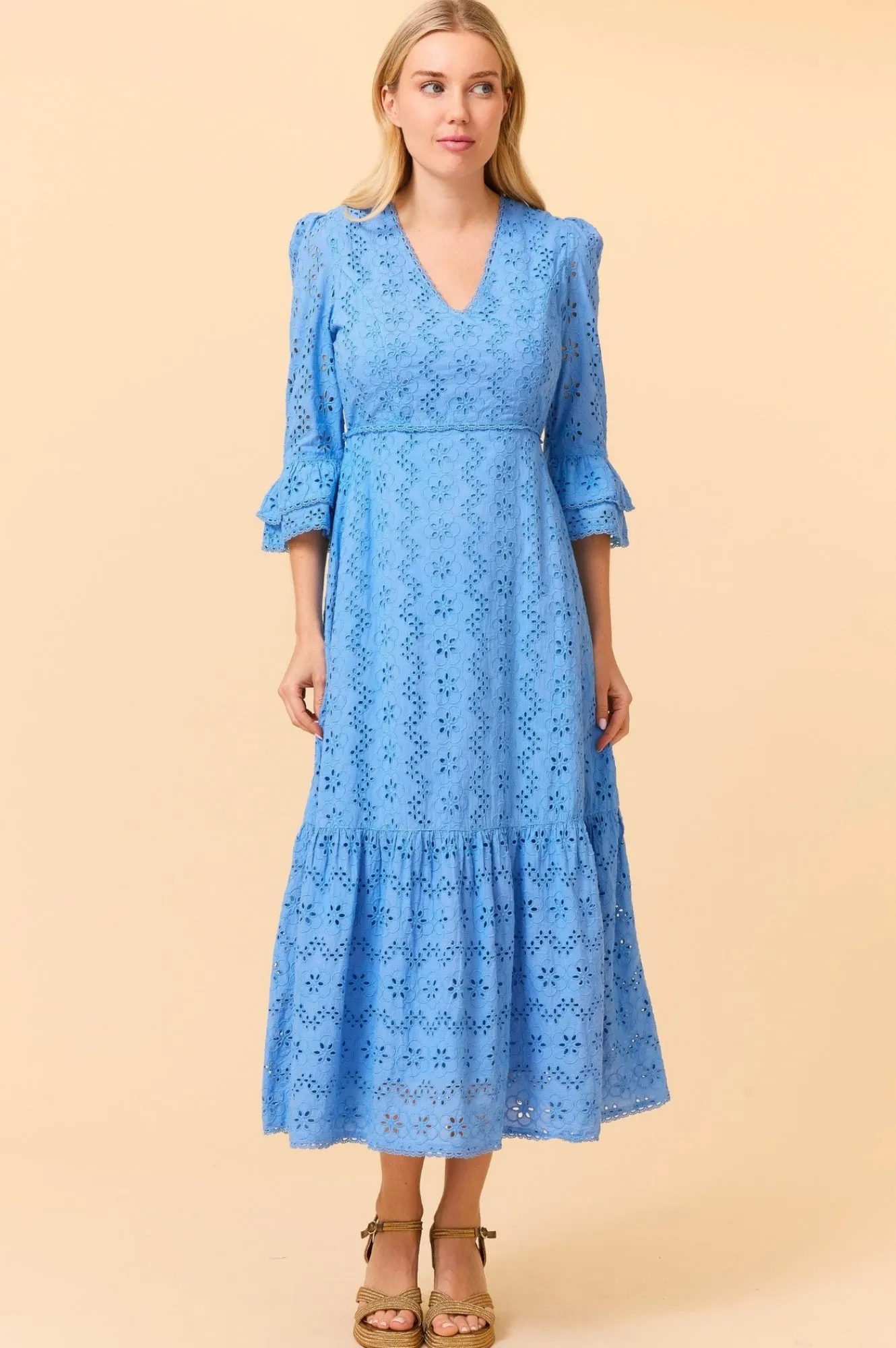 Victoria Broderie Dress | Blue