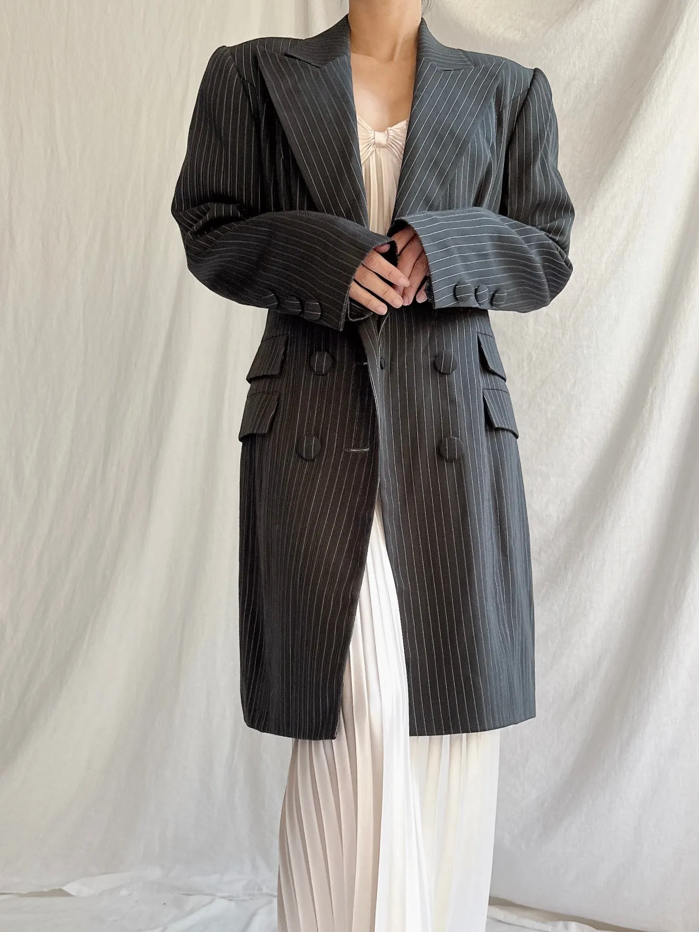 Vintage French Wool Striped Jacket - S/M