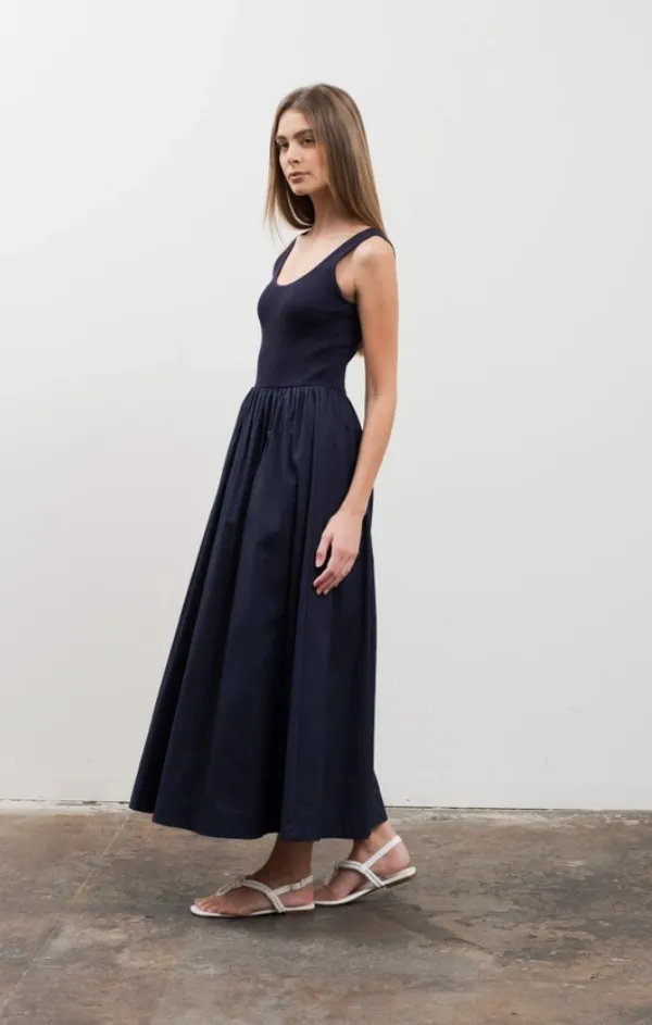Voyager Mixed Media Midi Dress