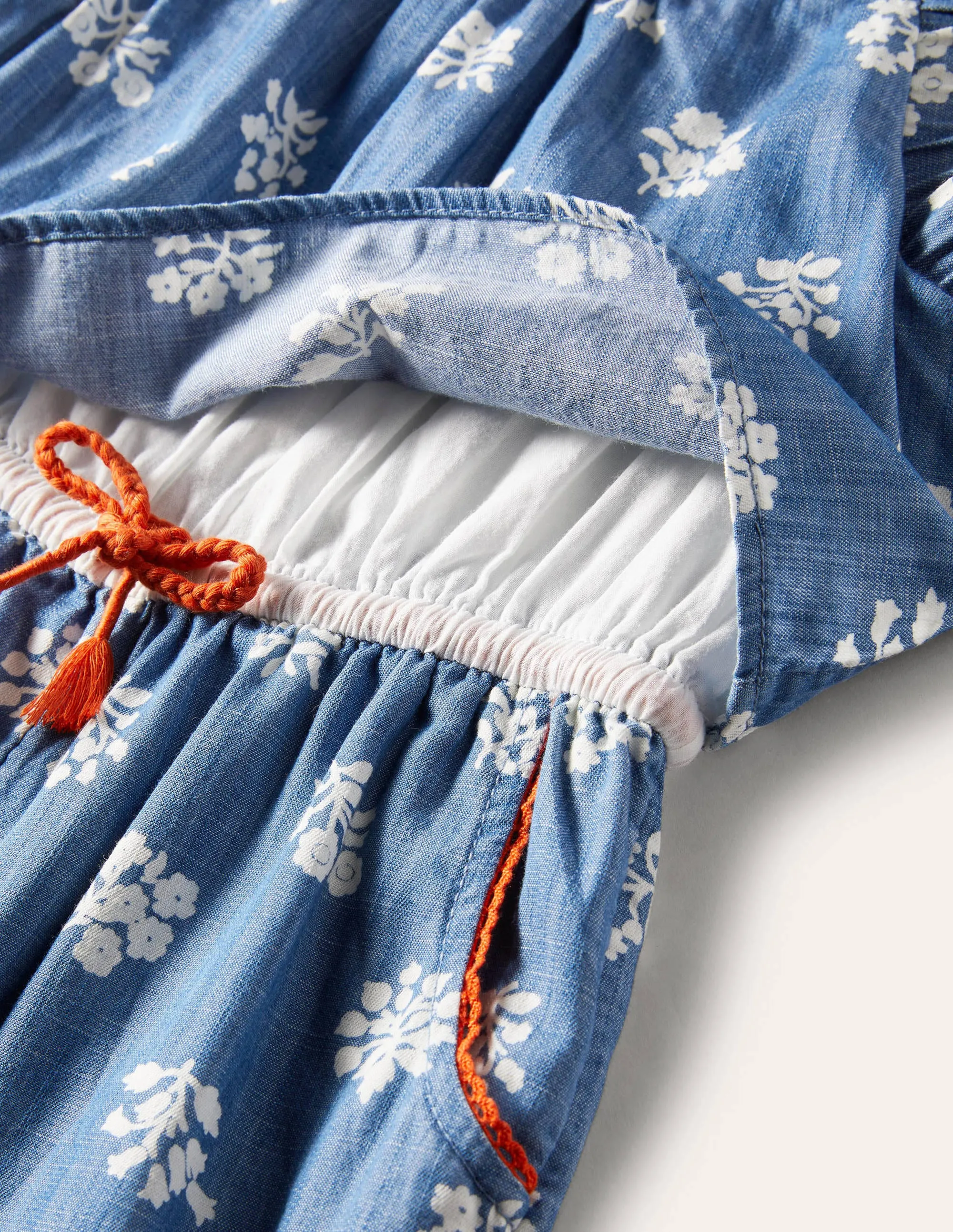 Woven Jumpsuit-Woodblock Chambray