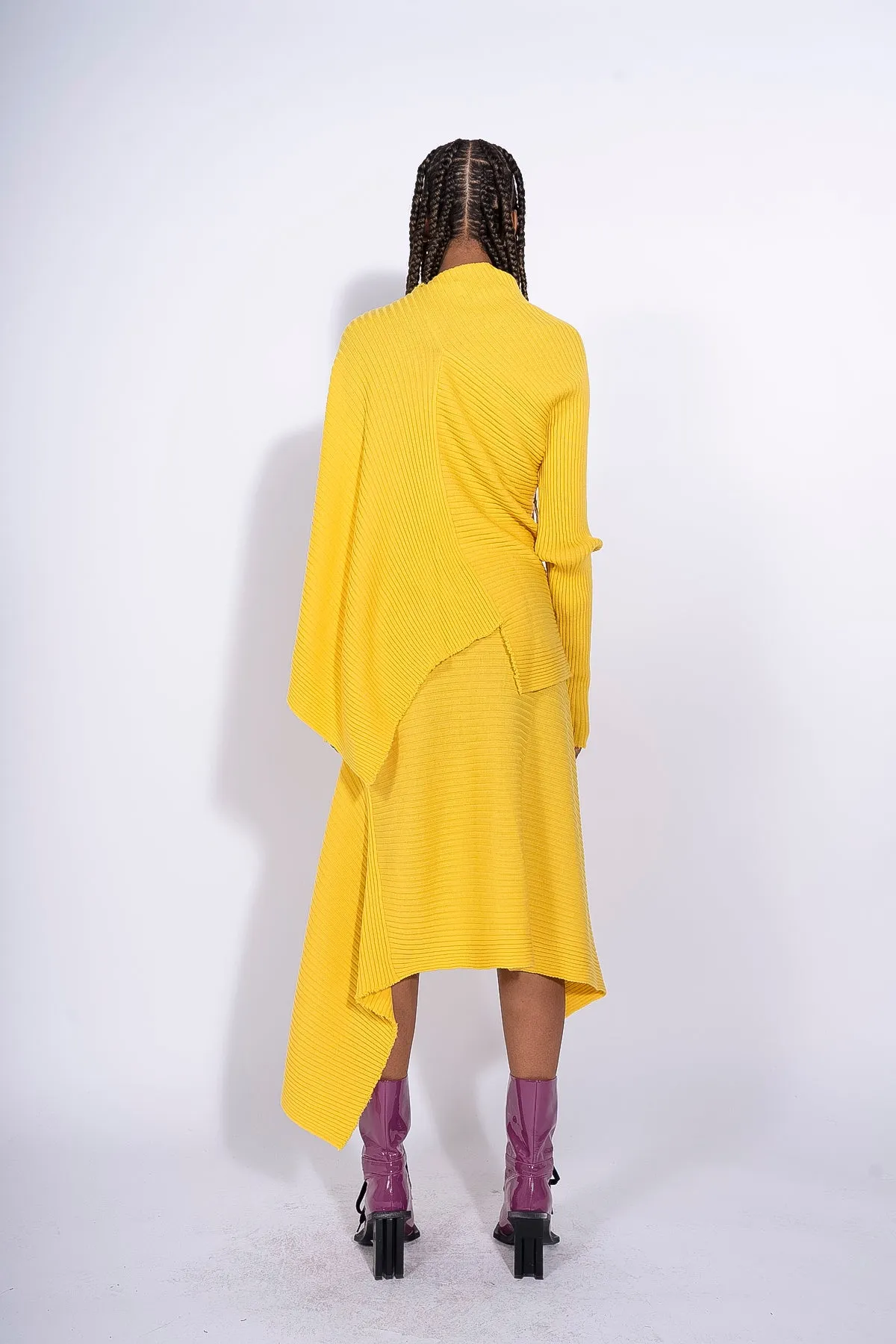 YELLOW DRAPED SKIRT