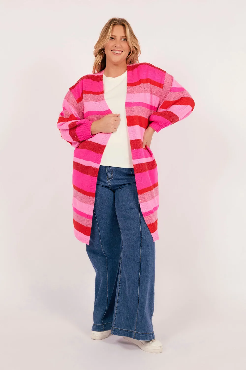 Yuma One Size Cardigan in Pink